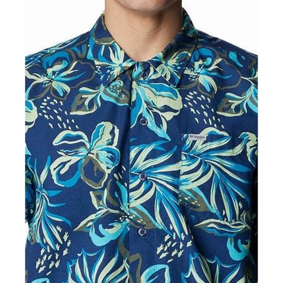 Columbia Men's Pfg Trollers Best Short Sleeve Shirt- Carbon Wildwate - Picture 1 of 7